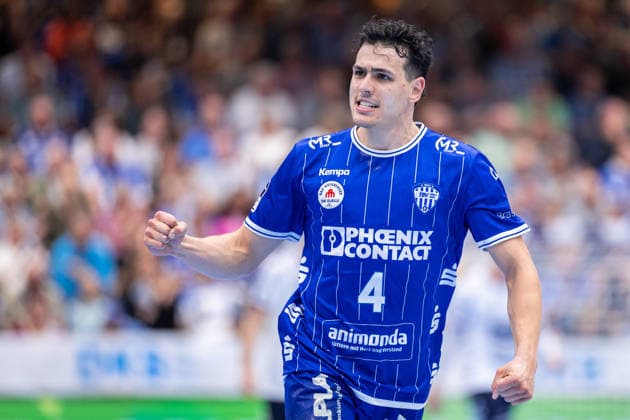 Samuel Zehnder of TBV Lemgo Lippe, 04, celebrates after scoring a goal. GER, TBV Lemgo Lippe vs. SG Flensburg Handewitt, Handball, 1st Bundesliga, Matchday 4, 2026–2027 Season, September 10, 2026 GER, TBV Lemgo Lippe vs. SG Flensburg Handewitt, Handball, 1st Bundesliga, Matchday 4, 2026–2027 season, September 10, 2026 Lemgo Copyright: xEibner-Pressefoto JanxRollingerx EP_JSK