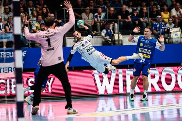 Matija Spikic, ThSV Eisenach, 01; Dominik Claus, SG BBM Bietigheim, 07; Felix Aellen, ThSV Eisenach, 22 (GER), ThSV Eisenach vs. SG BBM Bietigheim, 1st Opel Handball Bundesliga, Handball, Matchday 4, 2026–2027 season, 7:00 p.m., September 10, 2026 GER, ThSV Eisenach vs. SG BBM Bietigheim, 1st Opel Handball Bundesliga, Handball, Matchday 4, 2026–2027 season, 7:00 p.m., September 10, 2026, Eisenach Copyright: xMartinxHerbstx