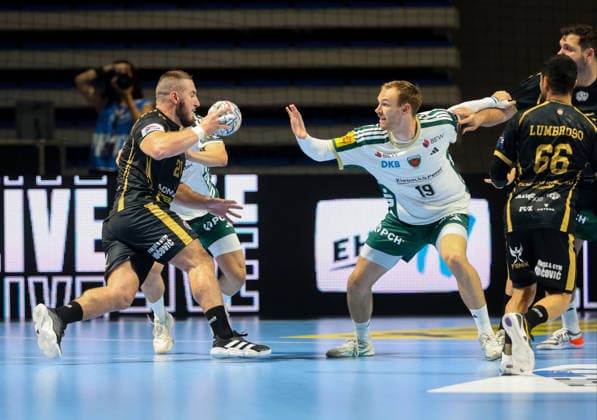 10.09.2026 Belgrad(Serbien) RK Partizan - Füchse Berlin, EHF Champions league Männer handball (L) Simo Sijan Partizan (R) Gidsel Mathias Füchse Berlin, : Slobodan Sandic
