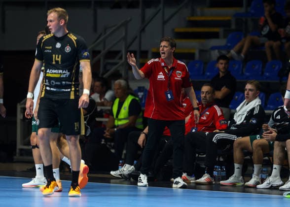 10.09.2026 Belgrad(Serbien) RK Partizan - Füchse Berlin, EHF Champions league Männer handball Füchse Berlin trainer Krickau Nicolej : Slobodan Sandic