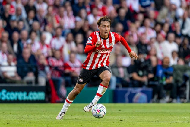 EINDHOVEN: PSV Eindhoven midfielder Kodai Sano during the UEFA Champions League match between PSV and Shakhtar Donetsk at Philips Stadion on September 10, 2026, in Eindhoven, the Netherlands. Photo by DeFodi Images