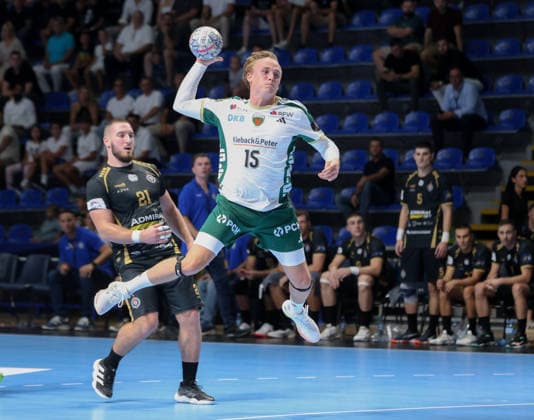 10.09.2026 Belgrad(Serbien) RK Partizan - Füchse Berlin, EHF Champions league Männer handball Grondahl Tobias Füchse Berlin : Slobodan Sandic