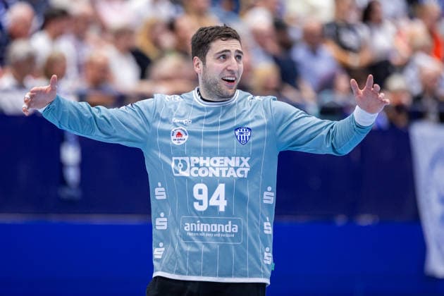 Domenico Ebner, TBV Lemgo Lippe, 94, reacts (GER), TBV Lemgo Lippe vs. SG Flensburg Handewitt, Handball, 1st Bundesliga, Matchday 4, 2026–2027 season, September 10, 2026 GER, TBV Lemgo Lippe vs. SG Flensburg Handewitt, Handball, 1st Bundesliga, Matchday 4, 2026–2027 season, September 10, 2026 Lemgo Copyright: xEibner-Pressefoto JanxRollingerx EP_JSK