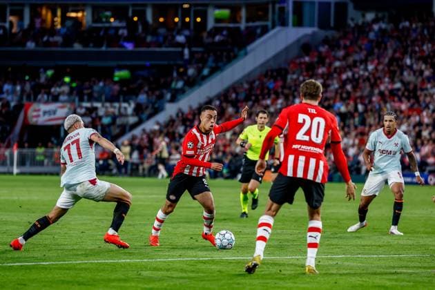 EINDHOVEN , 10-09-2026 , Philips stadium, season 2026 2027 , UEFA Champions League football , match between PSV and Shakhtar Donetsk, picture shows PSV player Sergio Dest PSV - Shakhtar Donetsk  x206827545x Copyright: