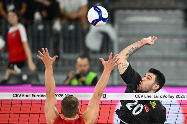 Turkiye v Germany - CEV EuroVolley 2026 Men CLUJ-NAPOCA, ROMANIA - SEPTEMBER 10: Turkiye’s Efe Bayram stands during the national anthem before the CEV EuroVolley 2026 match between Turkiye and Germany in Cluj-Napoca, Romania, on September 10, 2026. Alex Nicodim Anadolu Cluj-napoca Romania. Editorial use only. Please get in touch for any other usage.  Copyright: x2026xAnadoluxAlexxNicodimx