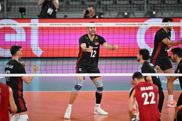 Turkiye v Germany - CEV EuroVolley 2026 Men CLUJ-NAPOCA, ROMANIA - SEPTEMBER 10: Turkiye’s Adis Lagumdzija stands during the national anthem before the CEV EuroVolley 2026 match between Turkiye and Germany in Cluj-Napoca, Romania, on September 10, 2026. Alex Nicodim Anadolu Cluj-napoca Romania. Editorial use only. Please get in touch for any other usage.  Copyright: x2026xAnadoluxAlexxNicodimx