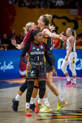 Basketball Berlin, September 10, 2026 FIBA Women’s Basketball World Cup Germany 2026 Quarterfinals Belgium (BEL) vs. Germany (GER) Germany wins and advances to the semifinals. Cheering: Alexis Peterson Smalls (Germany), No. 01; Peterson Leonie Fiebich (Germany), No. 13 Alexandra Wilke, Germany, No. 03