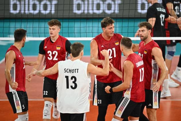 CEV EuroVolley 2026, Turkiye vs Germany , 10 September 2026 Tobias Krick of Germany reacts during the anthem during the CEV EuroVolley 2026 game between Turkiye and Germany, in Cluj Napoca, Romania, 10 September 2026. Copyright: xAlexxNicodimx