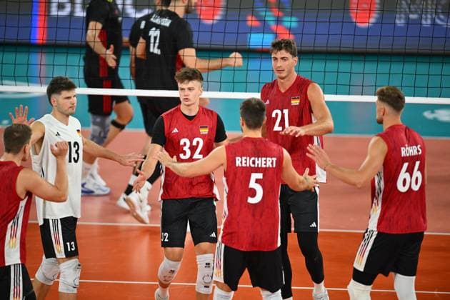 CEV EuroVolley 2026, Turkiye vs Germany , 10 September 2026 Theo Mohwinkel of Germany reacts during the anthem during the CEV EuroVolley 2026 game between Turkiye and Germany, in Cluj Napoca, Romania, 10 September 2026. Copyright: xAlexxNicodimx