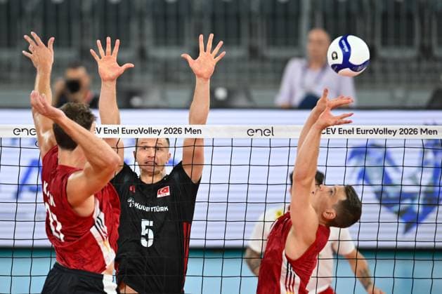 Turkiye v Germany - CEV EuroVolley 2026 Men CLUJ-NAPOCA, ROMANIA - SEPTEMBER 10: Mert Matic of Turkiye plays during the anthem during the CEV EuroVolley 2026 game between Turkiye and Germany, in Cluj Napoca, Romania on September 10, 2026. Alex Nicodim Anadolu Cluj-napoca Romania. Editorial use only. Please get in touch for any other usage.  Copyright: x2026xAnadoluxAlexxNicodimx