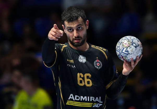Partizan v Fuchse Berlin - EHF Champions League Yoav Lumbroso of Partizan in action during the EHF Champions League Season 2026 2027 Group Phase match between RK Partizan v Fuchse Berlin at Aleksandar Nikolic Hall on September 10, 2026 in Belgrade, Serbia. Belgrade Serbia Copyright: xSrdjanxStevanovicx x