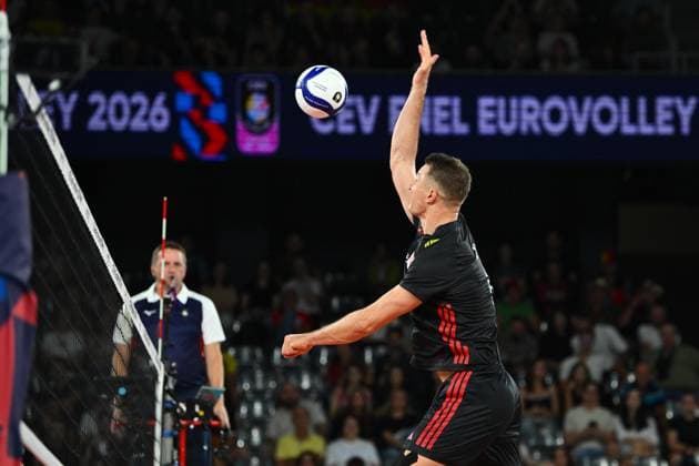 Turkiye v Germany - CEV EuroVolley 2026 Men CLUJ-NAPOCA, ROMANIA - SEPTEMBER 10: Mert Matic of Turkiye in action during the CEV EuroVolley 2026 match between Turkiye and Germany at the BTarena in Cluj-Napoca, Romania, on September 10, 2026. Alex Nicodim Anadolu Cluj-napoca Romania. Editorial use only. Please get in touch for any other usage.  Copyright: x2026xAnadoluxAlexxNicodimx