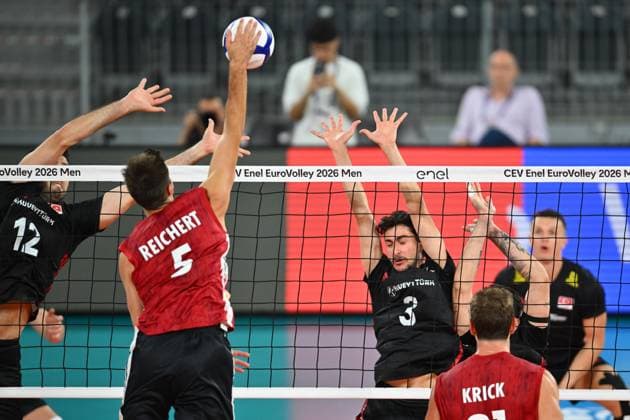 Turkiye v Germany - CEV EuroVolley 2026 Men CLUJ-NAPOCA, ROMANIA - SEPTEMBER 10: Ahmet Tumer of Turkiye plays during the anthem during the CEV EuroVolley 2026 game between Turkiye and Germany, in Cluj Napoca, Romania on September 10, 2026. Alex Nicodim Anadolu Cluj-napoca Romania. Editorial use only. Please get in touch for any other usage.  Copyright: x2026xAnadoluxAlexxNicodimx