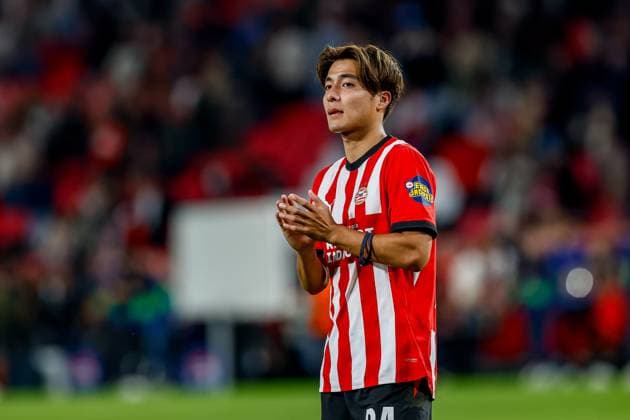 EINDHOVEN , 10-09-2026 , Philips stadium, season 2026 2027 , UEFA Champions League football , match between PSV and Shakhtar Donetsk, picture shows PSV player Kodai Sano after the match PSV - Shakhtar Donetsk  x206828360x Copyright: