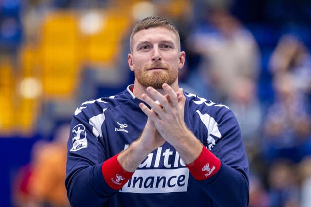Blaz Blagotinsek of SG Flensburg Handewitt, 43, celebrates after the 30–39 victory. GER, TBV Lemgo Lippe vs. SG Flensburg Handewitt, Handball, 1st Bundesliga, Matchday 4, 2026–2027 season, September 10, 2026, GER, TBV Lemgo Lippe vs. SG Flensburg Handewitt, Handball, 1st Bundesliga, Matchday 4, 2026–2027 season, September 10, 2026, Lemgo Copyright: xEibner-Pressefoto JanxRollingerx EP_JSK