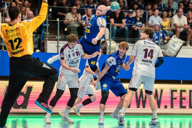 Peter Walz, ThSV Eisenach, 14, Martin Tomovski, SG BBM Bietigheim, 12, Jonas Josef, SG BBM Bietigheim, 10, Fynn Luca Nicolaus, SG BBM Bietigheim, 14, Stephan Seitz, ThSV Eisenach, 44 GER, ThSV Eisenach vs. SG BBM Bietigheim, 1st Opel Handball Bundesliga, Handball, Matchday 4, 2026–2027 Season, 7:00 p.m., September 10, 2026 GER, ThSV Eisenach vs. SG BBM Bietigheim, 1st Opel Handball Bundesliga, Handball, Matchday 4, 2026–2027 season, 7:00 p.m., September 10, 2026, Eisenach Copyright: xMartinxHerbstx