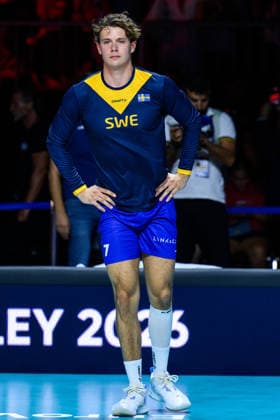 September 10, 2026: Carl Berkefelt of Sweden ahead of the CEV EuroVolley 2026 group stage volleyball match between Italy and Sweden on September 10, 2026 in Naples. Photo by Domenico Cippitelli, BILDBYRAN COP 18 XY0128 volleyball volleyball volleyball European Championship Italy Sweden CEV EuroVolley 2026 Italy Sweden BBENG European Championship  Copyright: DomenicoxCippitelli BB260910BB504