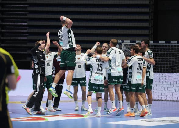 10.09.2026 Belgrad(Serbien) RK Partizan - Füchse Berlin, EHF Champions league Männer handball Die Mannschaft der Füchse Berlin feiert den Sieg. : Slobodan Sandic