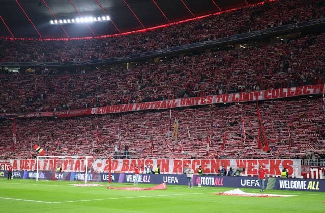 September 10, 2026, GER, Soccer, Men s, UEFA Champions League, Group Stage, 2026–2027 Season, Matchday 1, FC Bayern Munich vs. FK Bodø Glimt: Flags, Banners, Atmosphere, Emotions, Fans, FC Bayern Munich, FC Bayern München, Munich, Allianz Arena, Bayern, Germany Copyright: xNordphoto Schneiderx