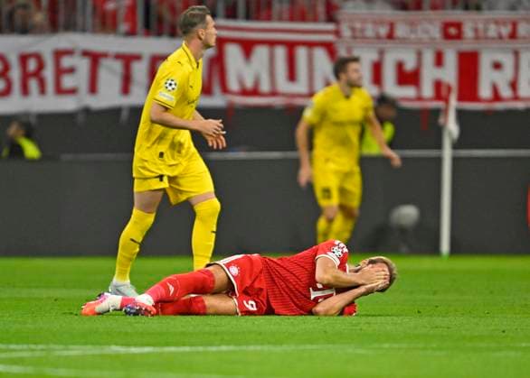 September 10, 2026, Soccer, UEFA Champions League 2026–2027, Matchday 1: FC Bayern Munich vs. FK Bodo Glimt, at the Allianz Arena in Munich; Harry Kane of FC Bayern Munich on the ground