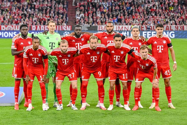 Players from FC Bayern Munich are seen during the 2026–2027 UEFA Champions League match between Bayern Munich and Bodo Glimt at the Fussball Arena München on September 10, 2026, in Munich, Germany. Photo by Harry Langer, DeFodi Images