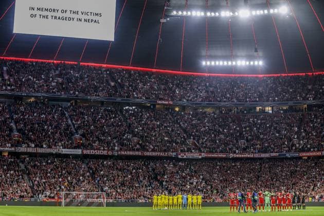 MUNICH - Minute of silence for victims of Nepal during the Champions League match between FC Bayern Munich and FK Bodo Glimt on September 10, 2026, at the Allianz Arena in Munich, Germany. BART STOUTJESDIJK ANP UEFA Champions League 2026 27 xVIxANPxSportx xBartxStoutjesdijkxIVx 567934147 originalFilename: 567934147.jpg