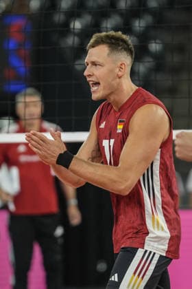 Turkiye v Germany - CEV EuroVolley 2026 Men CLUJ-NAPOCA, ROMANIA - SEPTEMBER 10: Jan Zimmermann of Germany reacts during of the CEV EuroVolley 2026 match between Turkiye and Germany at the BTarena in Cluj-Napoca, Romania, on September 10, 2026. Osmancan Gurdogan Anadolu Cluj-Napoca Romania. Editorial use only. Please get in touch for any other usage.  Copyright: x2026xAnadoluxOsmancanxGurdoganx