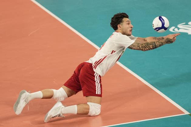 Turkiye v Germany - CEV EuroVolley 2026 Men CLUJ-NAPOCA, ROMANIA - SEPTEMBER 10: Berkay Bayraktar of Turkiye in action during of the CEV EuroVolley 2026 match between Turkiye and Germany at the BTarena in Cluj-Napoca, Romania, on September 10, 2026. Osmancan Gurdogan Anadolu Cluj-Napoca Romania. Editorial use only. Please get in touch for any other usage.  Copyright: x2026xAnadoluxOsmancanxGurdoganx