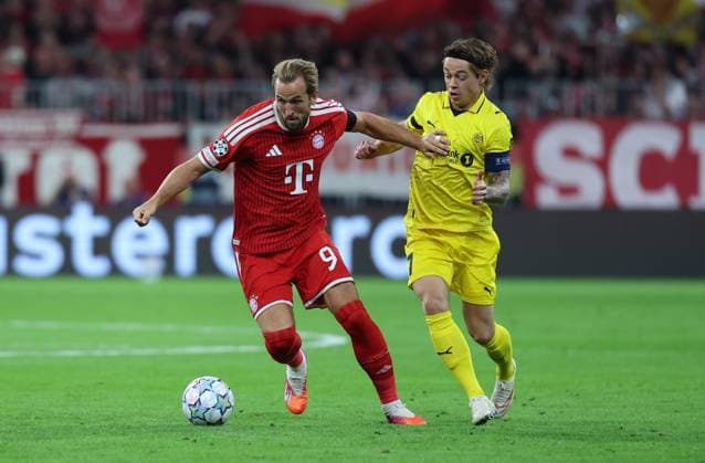 September 10, 2026, GER, Soccer, Men s, UEFA Champions League, Group Stage, 2026–2027 Season, Matchday 1, FC Bayern Munich vs. FK Bodø Glimt: Harry Kane (FC Bayern Munich 09) in a duel with Patrick Berg (FK Bodø Glimt 07) at the Allianz Arena in Munich, Bavaria, Germany Copyright: xNordphoto Schneiderx