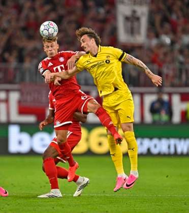 September 10, 2026, Soccer: UEFA Champions League 2026–2027, Matchday 1, FC Bayern Munich vs. FK Bodo Glimt, at the Allianz Arena in Munich; from left: Joshua Kimmich (FC Bayern Munich) vs. Andreas Helmersen (FK Bodo Glimt)
