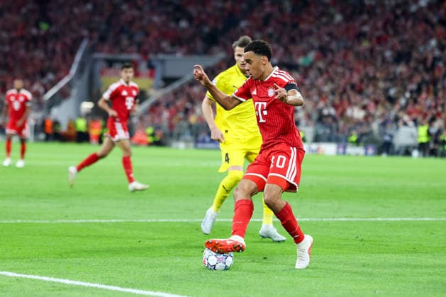 Jamal Musiala, FC Bayern Munich, 10, with Odin Bjoertuft, FK Bodo Glimt, 04, GER, FC Bayern Munich vs. FK Bodo Glimt, Soccer, UEFA Champions League, Group Stage, Matchday 1, 2026–2027 Season, September 10, 2026, GER, FC Bayern Munich vs. FK Bodo Glimt, Soccer, UEFA Champions League, Group Stage, Matchday 1, 2026–2027 Season, September 10, 2026, Munich Copyright: xEibner-Pressefoto JennixMaulx EP_JML