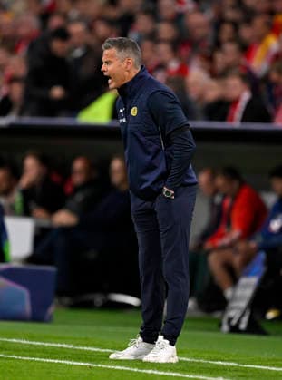 September 10, 2026, Soccer, UEFA Champions League 2026–2027, Matchday 1, FC Bayern Munich vs. FK Bodo Glimt, at the Allianz Arena in Munich, Coach Kjetil Knutsen. FK Bodo Glimt is dissatisfied.