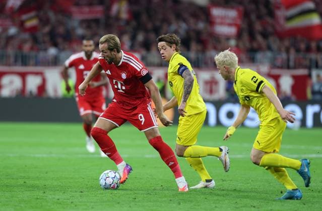 September 10, 2026, GER, Soccer, Men s, UEFA Champions League, Group Stage, 2026–2027 Season, Matchday 1, FC Bayern Munich vs. FK Bodø Glimt: Harry Kane (FC Bayern Munich 09) in a duel with Patrick Berg (FK Bodø Glimt 07), with Sondre Auklend (FK Bodø Glimt 08) on the right. Munich, Allianz Arena, Bayern, Germany Copyright: xNordphoto Schneiderx