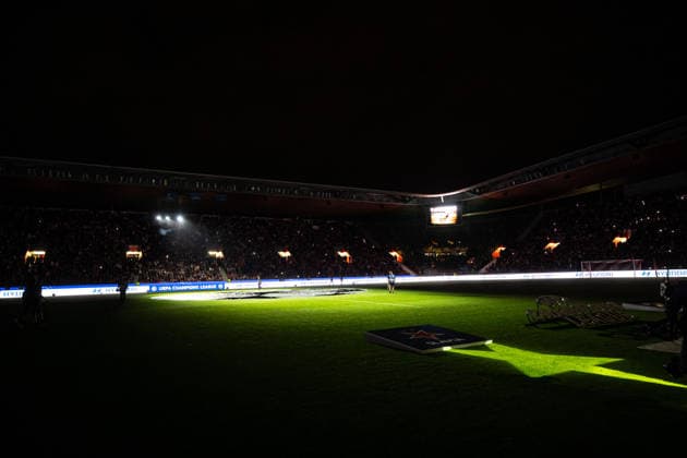 atmosphere light show during UEFA Champions league match, SK Slavia Praha - RC Lens , 10 september 2026, Fortuna Arena, Praha, Czech republic Copyright: xMICHALxFAJT,ZOSPORTU.SKx LIL_7394