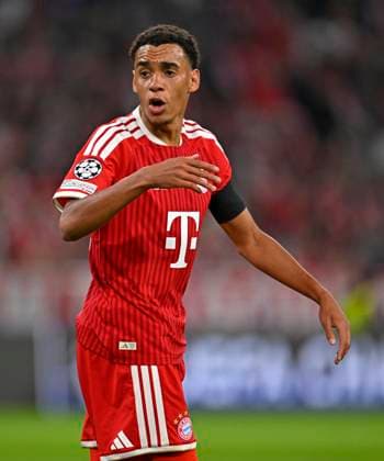 September 10, 2026, Soccer: 2026–2027 UEFA Champions League, Matchday 1, FC Bayern Munich vs. FK Bodo Glimt, at the Allianz Arena in Munich; Jamal Musiala of Bayern Munich is dissatisfied
