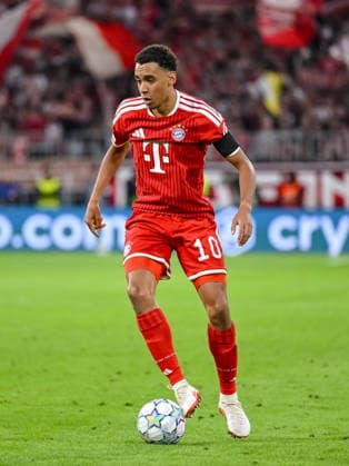 Jamal Musiala of FC Bayern Munich controls the ball during the 2026–2027 UEFA Champions League match between Bayern Munich and Bodo Glimt at the Fussball Arena Munich on September 10, 2026, in Munich, Germany. Photo by Harry Langer, DeFodi Images