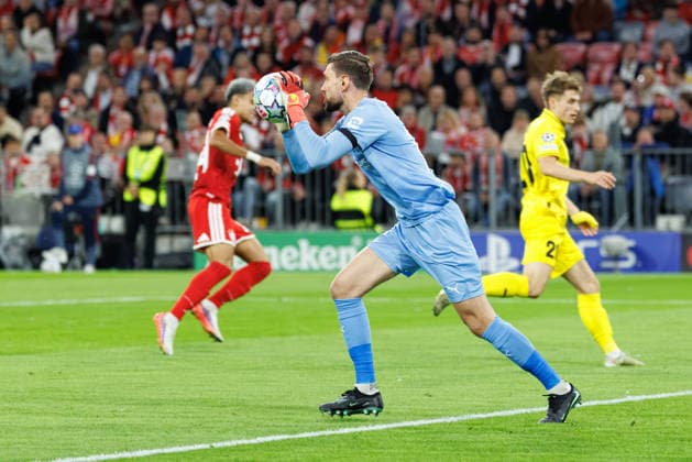 Nikita Haikin, 12, FK Bodo Glimt, during the match between FC Bayern Munich and FK Bodo Glimt, soccer, men s, UEFA Champions League, 2026–2027, Matchday 1 on September 10, 2026, in Munich, Allianz Arena, Bavaria, Germany