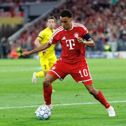 Jamal Musiala 10, FC Bayern Munich in the match between FC Bayern Munich and FK Bodo Glimt, soccer, men s, UEFA Champions League, 2026–2027, Matchday 1 on September 10, 2026, in Munich, Allianz Arena, Bavaria, Germany