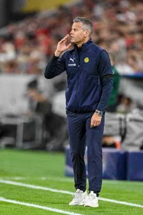 Coach Kjetil Knutsen of FK Bodo Glimt gestures during the 2026–2027 UEFA Champions League match between Bayern Munich and Bodo Glimt at the Fußball Arena München on September 10, 2026, in Munich, Germany. Photo by Harry Langer, DeFodi Images
