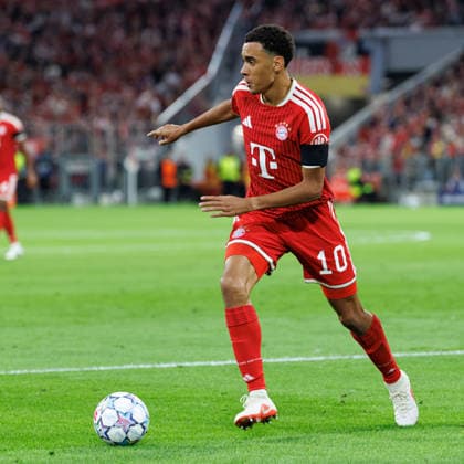 Jamal Musiala 10, FC Bayern Munich in the match between FC Bayern Munich and FK Bodo Glimt, soccer, men s, UEFA Champions League, 2026–2027, Matchday 1 on September 10, 2026, in Munich, Allianz Arena, Bavaria, Germany