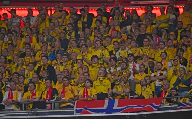 September 10, 2026, Soccer: UEFA Champions League 2026–2027, Matchday 1, FC Bayern Munich vs. FK Bodo Glimt, at the Allianz Arena in Munich, The Norwegian fans