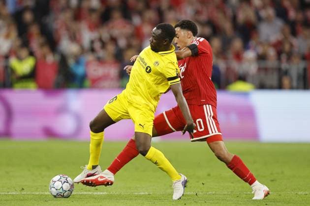 MUNICH - (lr) Joshua Kitolano of Bodo Glimt, Jamal Musiala of FC Bayern Munich during the Champions League match between FC Bayern Munich and FK Bodo Glimt on 10 September 2026 at the Allianz Arena in Munich, Germany. BART STOUTJESDIJK ANP UEFA Champions League 2026 27 xVIxANPxSportx xBartxStoutjesdijkxIVx 567936634 originalFilename: 567936634.jpg