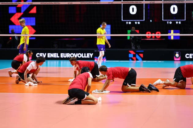 rain on the field during the opening match of the CEV Enel Eurovolley 2026, between Italy and Sweden, Piazza del Plebiscito, Naples, September 10, 2026.  Copyright: xAlessandroxGarofalo LaPressex