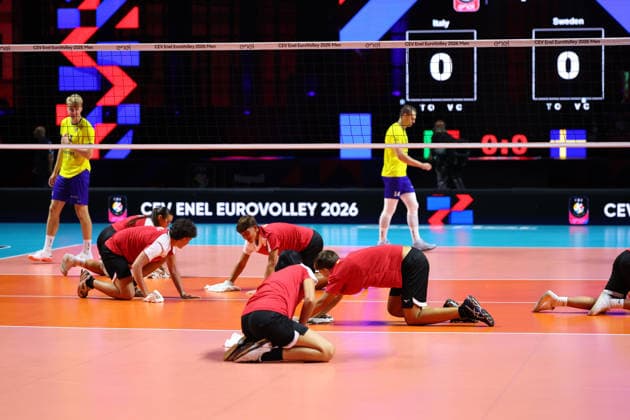 rain on the field during the opening match of the CEV Enel Eurovolley 2026, between Italy and Sweden, Piazza del Plebiscito, Naples, September 10, 2026.  Copyright: xAlessandroxGarofalo LaPressex
