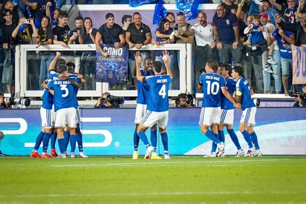 Italy Soccer UEFA Champions League 2026–2027, Matchday 1: Como 1907 vs. RB Leipzig; Giuseppe Sinigaglia, Como; Goal and celebration of the 1–0 score by Martin Baturina of Como 1907; 20 moments of joy, emotion, and celebration Copyright: xJOERANxSTEINSIEKx