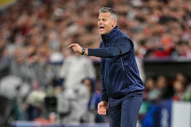 Coach Kjetil Knutsen of FK Bodo Glimt gestures during the 2026–2027 UEFA Champions League match between Bayern Munich and Bodo Glimt at the Fussball Arena München on September 10, 2026, in Munich, Germany. Photo by Harry Langer, DeFodi Images