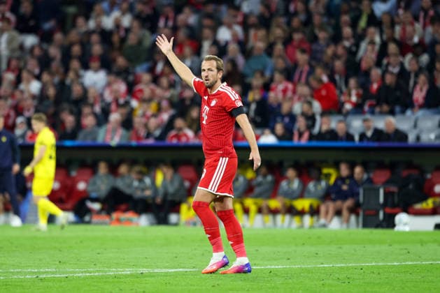 Harry Kane, FC Bayern Munich, September 9, gesturing, gesture, GER, FC Bayern Munich vs. FK Bodo Glimt, soccer, UEFA Champions League, group stage, Matchday 1, 2026–2027 season, September 10, 2026, GER, FC Bayern Munich vs. FK Bodo Glimt, soccer, UEFA Champions League, group stage, Matchday 1, 2026–2027 season, September 10, 2026, Munich Copyright: xEibner-Pressefoto JennixMaulx EP_JML