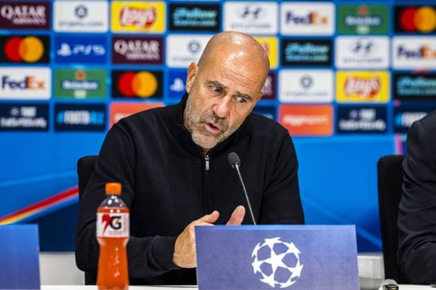 EINDHOVEN , 10-09-2026 , Philips stadium, season 2026 2027 , UEFA Champions League football , match between PSV and Shakhtar Donetsk, picture shows PSV trainer Peter Bosz press conference, PK, Pressekonferenz PSV - Shakhtar Donetsk  x206829695x Copyright: