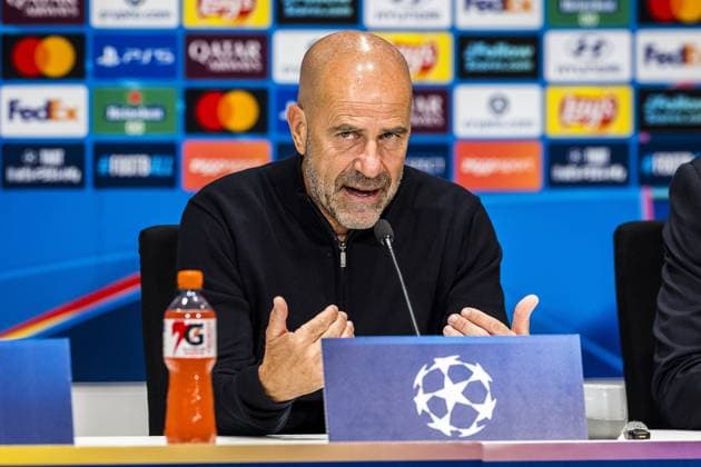 EINDHOVEN , 10-09-2026 , Philips stadium, season 2026 2027 , UEFA Champions League football , match between PSV and Shakhtar Donetsk, picture shows PSV trainer Peter Bosz press conference, PK, Pressekonferenz PSV - Shakhtar Donetsk  x206829706x Copyright: