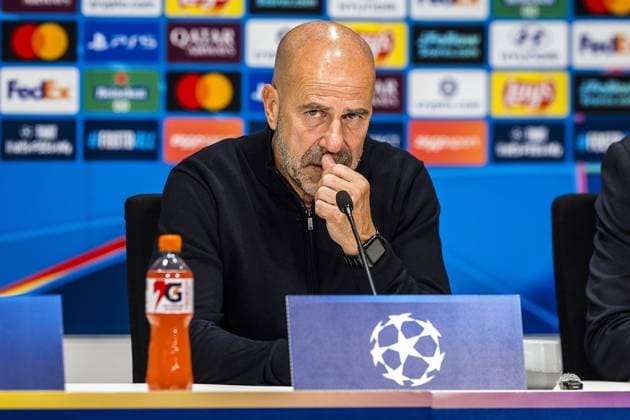 EINDHOVEN , 10-09-2026 , Philips stadium, season 2026 2027 , UEFA Champions League football , match between PSV and Shakhtar Donetsk, picture shows PSV trainer Peter Bosz press conference, PK, Pressekonferenz PSV - Shakhtar Donetsk  x206829728x Copyright: